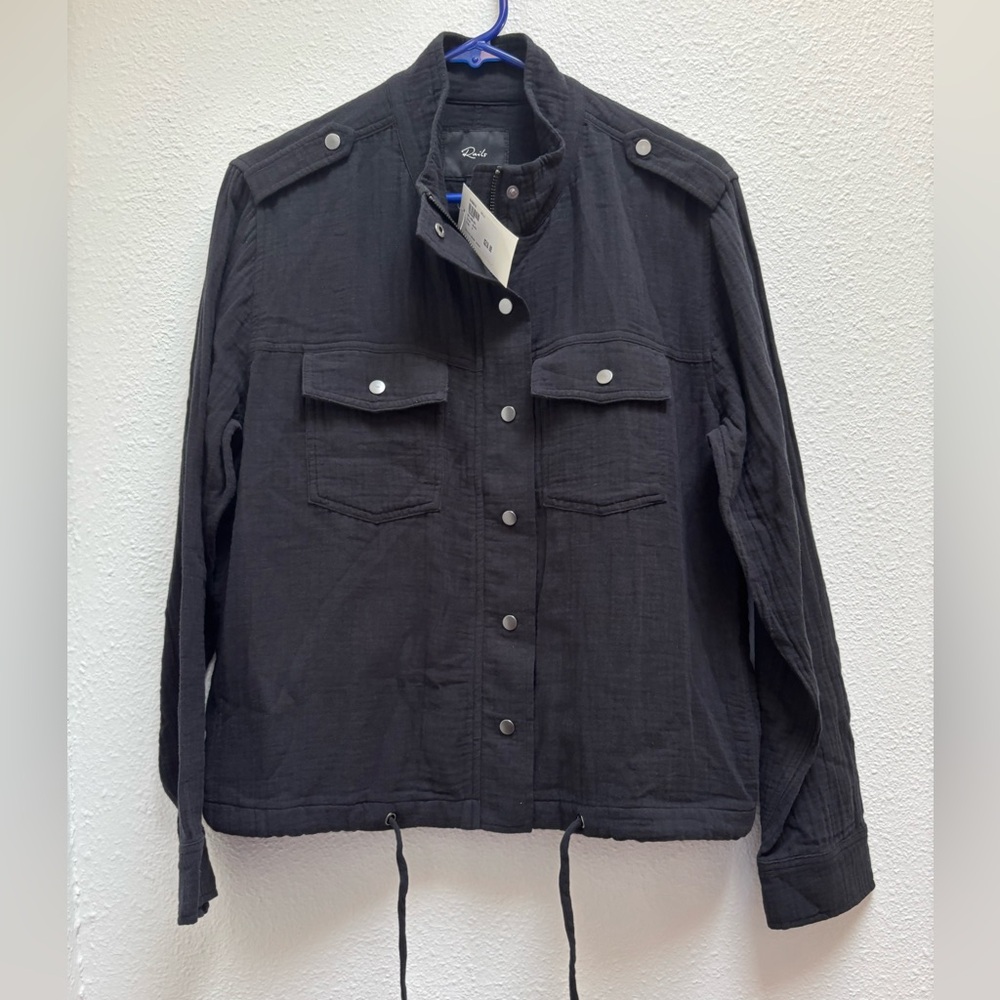 NWT Rails Black Collins Gauze BomberJacket Size Medium